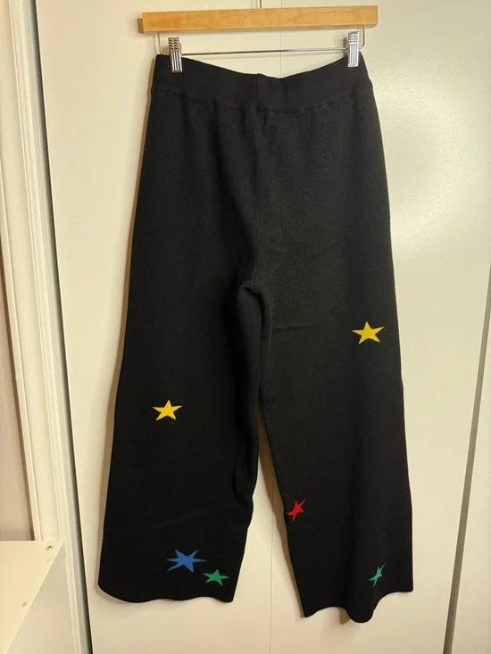 Dress in Lala Celestial Knit Pants Sun Hearts Colorful Black Wide Leg Small - Picture 6 of 10